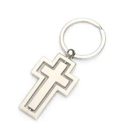 Cross Keychain Metal Men Women Rotatable Pendant Key Buckle Keyring Christian Gifts Party Favor Wholesale ZC1851 ZZ