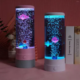 Luci notturne 2024 Lampada a forma di pesce a bolle Decorazione della camera da letto Decorazione della casa Cambia colore Luce Led Camera carina Decorazioni per ufficio Regali di meduse