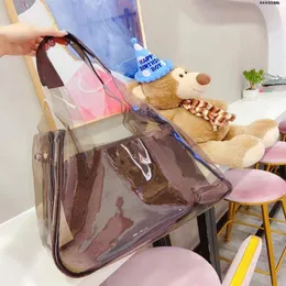 2021 new high quality transparent women's one shoulder bag two piece super large shopping bag179c