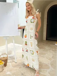 Sommer Frauen Neue Print Backless Urlaub Lange Anhänger Kleid Frauen Lose Mantel Vestidos Frauen Elegante Straße Kleidung 240223