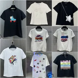 ファッションデザイナーTシャツ女性カーコットンティー刺繍文字シャツ