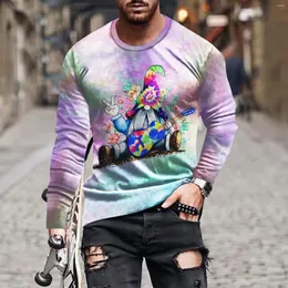 Magliette da uomo T-shirt grafiche alla moda Abbigliamento per top girocollo con motivo irlandese St. Day Fashion Manica lunga