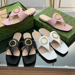 Designer tofflor Sandaler Luxurious Metal G Buckle Classic Women Sandals Square Toe Shoes Summer Casual Mule Beach Slippers