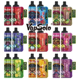 오리지널 Vapsolo 12000 퍼프 퍼즈 일회용 vape 전자 담배 충전 가능한 선입견 650mah LCD 화면 배터리 23ml 12k 퍼프 vapes pod