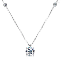 펜던트 8mm 4 개의 클로 D Moissanite 펜던트 스테이션 스테이션 목걸이 Gra Sterling Silver 925 여자 액세서리 럭셔리 약혼 보석