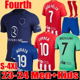 S-4XL 23 24 Fourth Soccer Jerseys Morata Griezmann Memphis 2023 2024 120th M.Llorente Correa Koke Atletico Madrids Lemar Men Kids Kids Kids Kids