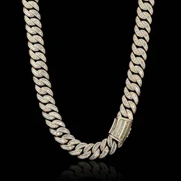 قلادة سوار Mossanite S Hip Hop Jewelry 12mm Baguette Diamond Necklace Gold VVS Moissanite Bracelet Sier Iced Out Out Cuban Link Chain