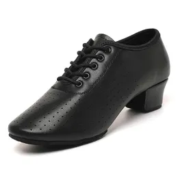 Foralod Black Jazz Lace Women's Up Professional Latin Dance High Ballroom Salsa Shoes, Closed Toe Split Sole Low Heels, Teaching Practice Performance Role Shoes 18191