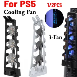 PS5 Soğutma Fanı DC 5V LED Mavi Işık Dikey Stand Arka Ana Bilgisayar Soğutucu Yükseltme Oyunu Aksesuarları Verimli Soğutma Sistemi