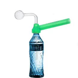 Bruciatore a olio in vetro Bong TOPPUFF Convertitore portatile Pipa ad acqua per fumatori 30mm Vetro acrilico da viaggio Narghilè Bong Shisha Chicha Tubo per bruciatore a olio in vetro curvo