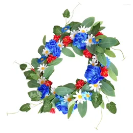 Decorative Flowers Small Daisy Wreath Floral Flower Garland Little Artificial Ornament Hanging Decoration Silk Cloth Front Door