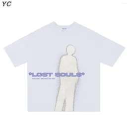 Herr t shirts harajuku y2k överdimensionerade gotiska förlorade själar estetiska tryck unisex kort ärm skjorta bomullsmode toppar hiphop