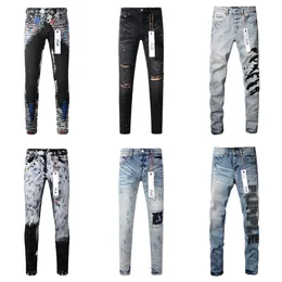 Lila Jeans Herrenjeans Designerjeans High-End-Qualität gerade Retro Street Hiphop Persönlichkeit lässig lose Sporthose Stretch Slim Fit Jeanshose Tropfjeans