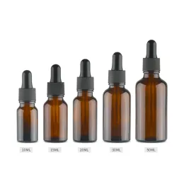 Beher 10pcs/lot kahverengi damla Amber Şişe Cam Aromaterapi Sıvı Damlalı Temel Masaj Yağ Pipeti Doldurulabilir Şişeler Toptan