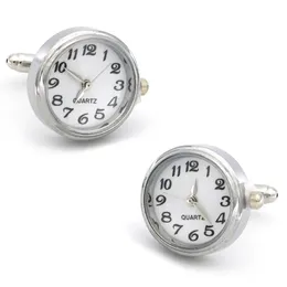 Mens Cufflinks Functional Watch Design With Battery Silver Color Quality Copper Cuff Links Wholesale retail 240219