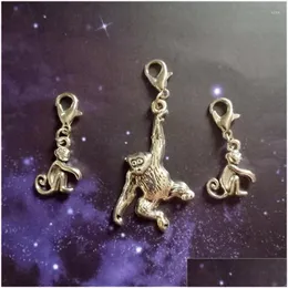 Charms 3pcs/Set Clip na urok Monkey Biżuteria małpa zamek plomienna Przywróć Prezent Animal Cartoon Cartoon DIY DIY DIY