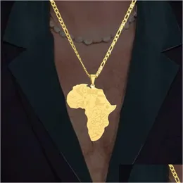 Anhänger Halsketten Anniyo Afrika Karte mit Flaggenkette Edelstahl Gold Silber Farbe Anti-Allergie Afrikanische Karten Charm Schmuck Geschenk für Dhycc