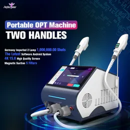 Aprovado pela fda, opt ipl, cuidados com a pele, tratamento de acne, máquina indolor de remoção de pelos, equipamento de beleza para lifting facial, 2 alças