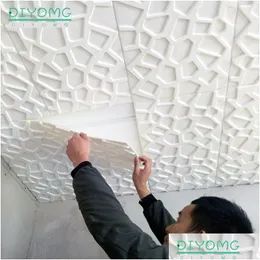 Adesivos de parede 3D teto teto decoração papel de parede sala de estar tv fundo pvc auto-adesivo contato decoração painel 210308 gota dhax1