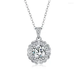 Pingentes Dimingke 1 D VVS Moissanite Flor Colar com Certificado S925 Sterling Silver Women's Jewelry Gift