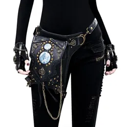 Waist Bags YourSeason Unisex Steampunk Chain Rivet Pack Multifunctional PU Leather Female Shoulder 2022 Moto Biker Belt Bag260z