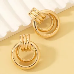 Backs Earrings Gold Plated Geometric Big Round Clip On For Women Girl Ear Without Piercing Fashion Jewelry