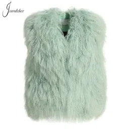 Pelliccia Jxwatcher Gilet di Pelliccia Vera da Donna Autunno Inverno Senza Maniche Vera Pelliccia di Pecora Mongola Cappotto da Donna Fshion Gilet di Pelliccia Soffice Femminile