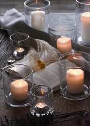 Kerzenhalter-Set mit 3 klaren Glasblasen, moderner Hurrikan-Zylinder, Tischaufsatz, Säule, Votiv-Blumenvase, Raumdekoration, Hochzeit