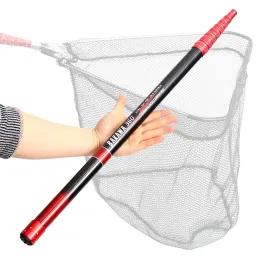 Rods PAZA Carbon Telescopic Fishing Rod 2.1M 3M 3.6M 4M Portable Folding Nets Strong Durable Nylon Landing Dip Net