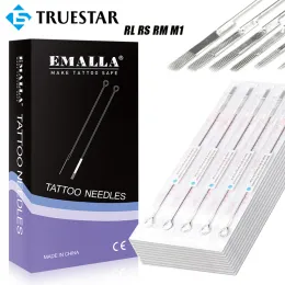 إبر إبر الوشم emalla rl rs m1 rm 0.35mm 100/50pcs إبر الوشم المعقمة القابلة للتصرف