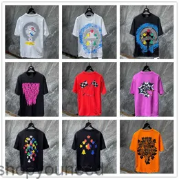 Herren-T-Shirts kaufen Chromes Heart Herren für 2023 Top-Designer T-Shirts mit geprägtem Buchstaben-Hufeisen-Sanskrit-Kreuz-Muster T-Shirts Größe S-XL