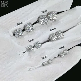 3mm 4mm 5mm 6mm 7mm 8mm VVS Moissanite Diamond Earrings Bling Out Big Round Diamond Cut 925 Silver Fine Jewelry Earrings