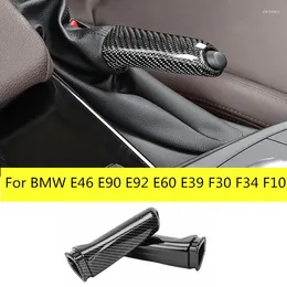 Interior Accessories 1pc For BMW E46 E90 E92 F30 F32 F80 Brake Handle Cover Carbon Fiber Look ABS Handbrake Grips Car Luxury Trim