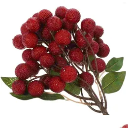 Ghirlande di fiori decorativi Spiedini di frutta simulati Giocattolo di corda finto Modello artificiale Piante Decor Finto Bayberry Decora Goccia Consegna Dhouj