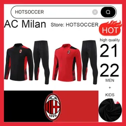 2021-2022 AC Tracksuit Jerseys Tuta Maglia 21 22 AC Training Suit Sursetement Foot Camiseta Jerseys Chandal Kit Football Men and Kids Uomo Calcio Maillot