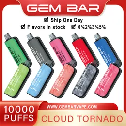 Original Gem Bar 10000 Puffs engångs e-cigaretter Vape Pen 20 ml POD 650mAh Uppladdningsbart batteri Kina Autentiska grossistångare Deschable Puff 10k i lager