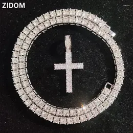 Pendant Necklaces Men Women Hip Hop Cross Necklace Zircon Tennis Chain Iced Out Bling HipHop Fashion Charm Jewelry Gift