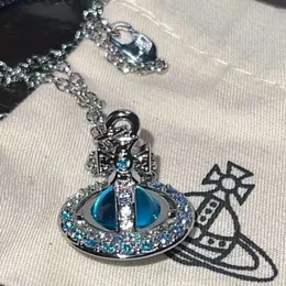 Gezegen Kolye Tasarımcı Kolye Kadın Vivienen Lüks Takı Viviane Westwood Yüksek Versiyon Batı Blue Diamle Gezegen Kolye Pin Satürn İnci Klavikül C