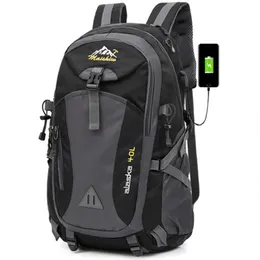 40L Waterproof USB charging Climbing Unisex male travel men Backpack men Outdoor Sports Camping Hiking Backpack School Bag Pack 20296s