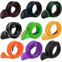 Tools 10Pcs Braided Mesh Fishing Rod Protective Cover Wearresistant Heatresistant Fishing Rod Sleeves With Lanyard Fishing Tools