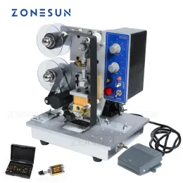 Processors ZONESUN Semiautomatic Electric Hot Stamp Ribbon Code Printer Ribbon Coder HP241B Color Ribbon Hot Printing Machine Heat ribbon