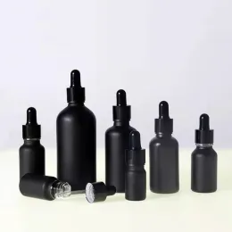 Garrafas Whosale vazio conta-gotas garrafa preto óleo essencial vidro aromaterapia líquido 5100ml gota para massagem pipeta recarregável