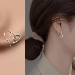 Hoop Earrings Simple Design Silver Color Twisted Hollow Love Heart For Women Fashion Ear Cuff Piercing Dangle Earring Gift