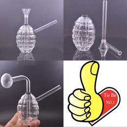 Travel Mini Creative Hookah Vial Antitank Grenade Shape Water Dab Rig Tobacco Dry Herb Bong Pipe avtagbar bubbler Vattenrör Glasoljebrännare Bongs för rökning