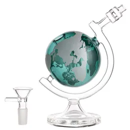 Bong in vetro a forma di globo verde da 7,1 pollici con ciotola in quarzo in accessori per fumatori per narghilè H5568