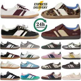 Samba Sambas Shoes Sapatos de desenhista Wales Bonner Leopard Pony Tonal Sneakers antiderrapante homens mulheres sapatos raposa marrom preto creme branco 【code ：L】