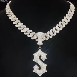 Pendant Necklaces Men Women Hip Hop Letter S Necklace Cuban Chain Hiphop Iced Out Pendants Fashion Punk Jewelry Gifts