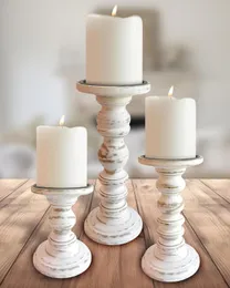 Деревянные подсвечники для свечей с колоннами (набор из 3) Стоя для столкнов