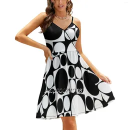 Casual Dresses Mod Op Art Dress Sling Summer Sexy A Line Fashion Female Gogo 60s Pantone Panton Black