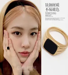 Park Choi Ying Rose gleicher Ring Accsori Lisa Schmuck cooler Wind Zeigefinger Titan Stahl schwarz weiblich blackpink4952555